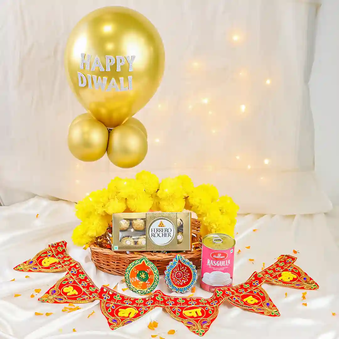 Diwali Lights & Delights Gift Basket Diwali Decorations in Hyderabad